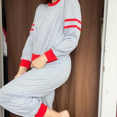 1970s 1980s grey and red Montgomery ward sweat set 