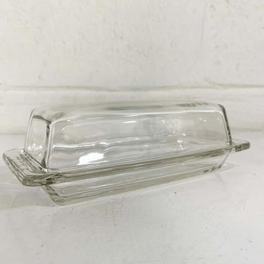 Vintage Pyrex Butter Dish Clear Glass Mid-Century Retro Made in USA Ovenware Kitchen Home Serving 