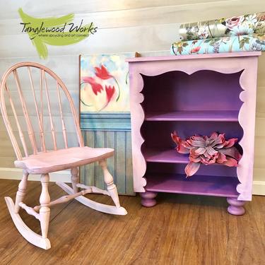 Pretty in Pink Upcycled Child's Bookcase and Rocking Chair