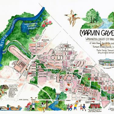Map of Marvin Gaye Park, Washington, DC, 16"x20"