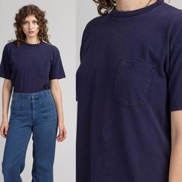 90s Gap Navy Blue Pocket Tee - Men's Small | Vintage Retro Plain T Shirt 