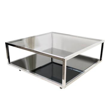 Chrome and Smoked Glass Cocktail Table Coffee Table Mid Century Modern 