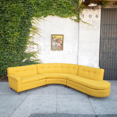 Vintage Reupholstered Sectional in Mustard Yellow