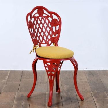 Red Cast Metal Patio Chair