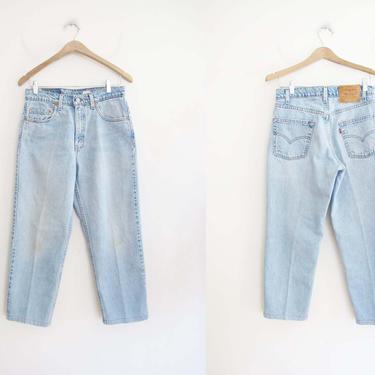 Vintage 90s Levis 550 Jeans 28 - Light Wash Levis Denim Jeans - Cropped Levis - 90s Clothing - High Waisted Levis Zipper Fly Vintage Levi's 