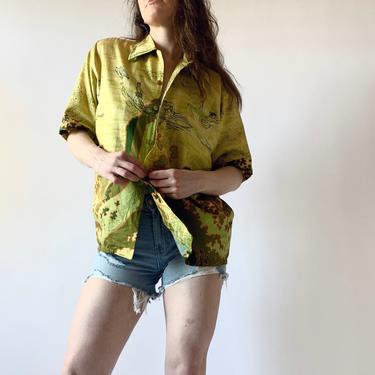 1960s Hawaiian shirt vintage 60s cotton shirt by Barefoot in Paradise 