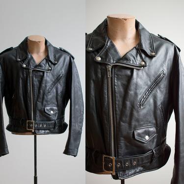 Black Leather Perfecto Schott Jacket / Black Leather Jacket / Black Leather Motorcycle Jacket / 70s Schott Jacket 46 / 1970s Perfecto 618 