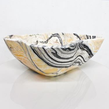 Modernist Swirled Stone Onyx Decorative Bowl Organic Free Form Art Sculpture 