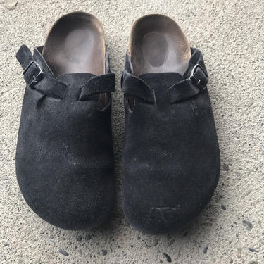 Birkenstock Sandals Vintage 1990s Suede Black Clogs Boston size 39 