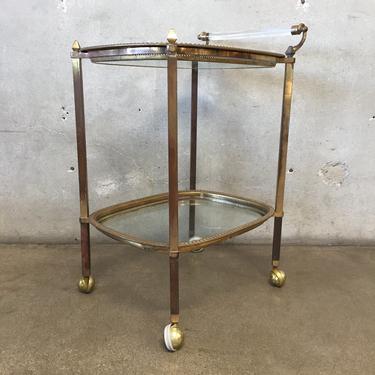 Hollywood Regency Brass Bar Cart with Lucite Handle