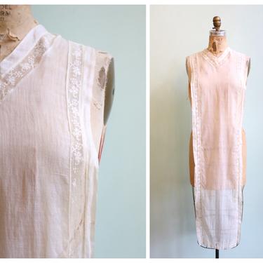 Vintage 1910's White Cotton and Lace Dickie | Size OSFM 