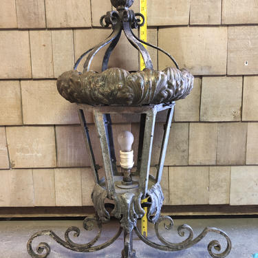 Vintage Brass and Wrought Iron XLarge  Exterior Light