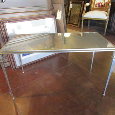LILLIAN AUGUST &#8220;TRIA&#8221; SILVER GOLD WASH MIRRORED TOP COFFEE TABLE
