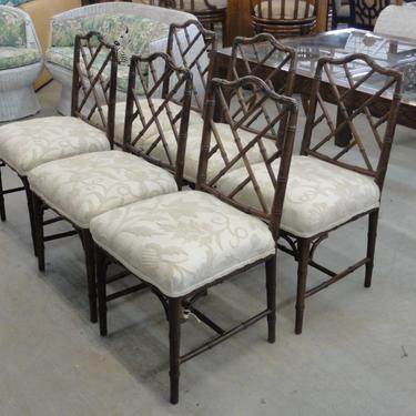 Set of 6 Faux Bamboo Chippendale Side Chairs