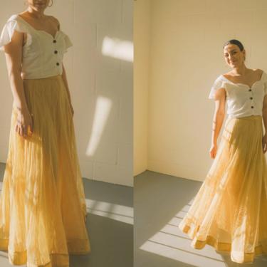 Uptown Yellow Skirt | Vintage Tall Maxi | Long Skirt | Size Large 