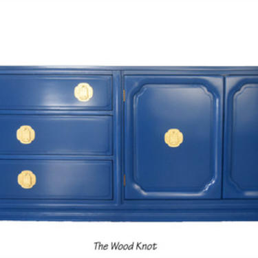 Ming Style High Gloss Blue Credenza