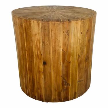 Organic Modern Round Sunburst Reclaimed Wood End Table