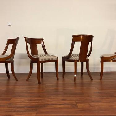 Cherry Wood Baker Palladian Dining Chairs - Set of 4 