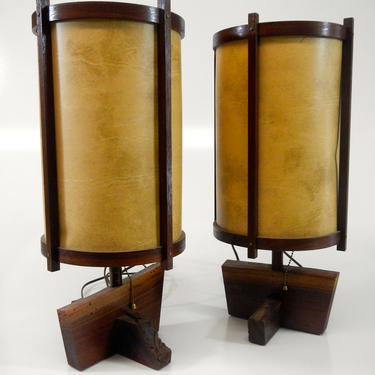 George Nakashima Inspired Lamps Pair /Mid Century Modern / Wood Lamps / Accent Lighting 