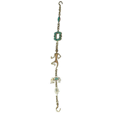Pepe Mendoza Brass Elephant Hanging Lamp Chain in Turquoise and Brass MEXICO 