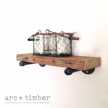 The &amp;quot;Dormer&amp;quot; Wall Shelf - Reclaimed Wood Shelf - Reclaimed Wood &amp; Pipe Shelf 