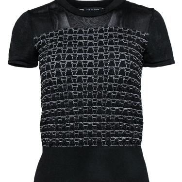 Rag & Bone - Black & White Printed Knit Tee Sz XS/S