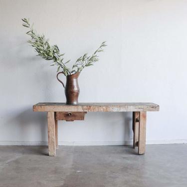 Vintage Rustic Workbench Console