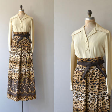 Donald Brooks maxi dress | vintage 1960s leopard skirt | vintage 60s maxi dress 
