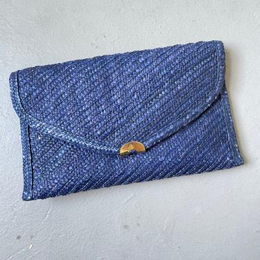1970s Clutch Purse Woven Wicker Envelope Bag 