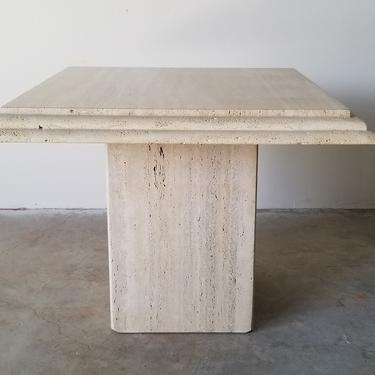 1980s Postmodern Italian Travertine Side Table 