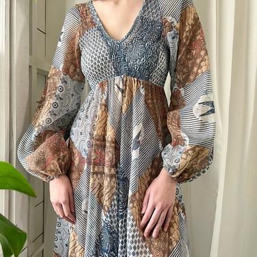 70s Batik Print Maxi Dress