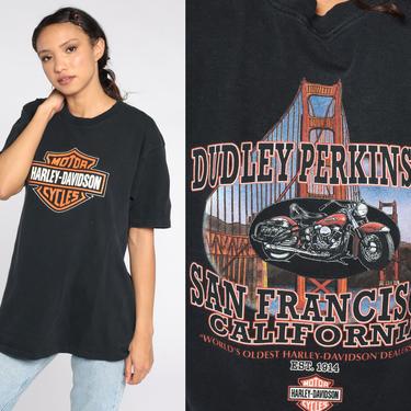 Harley Davidson TShirt San Francisco Shirt USA Motorcycle Shirt 90s Biker Tee Black t shirt 1990s Rocker Large xl l 