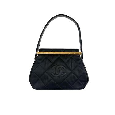 Chanel Black Satin Top Handle Bag