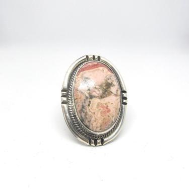 STONE IN LOVE Chimney Butte Pink Jasper Silver Ring | Large Statement Jewelry | Native American, Southwestern, Handcrafted, Boho | Size 10 