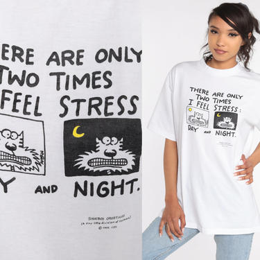 Stressed Cat Shirt Shoebox Greetings Shirt Joke Shirt Graphic Tshirt 90s Graphic T Shirt 80s Hallmark Tee Animal Shirt Vintage Large by ShopExile