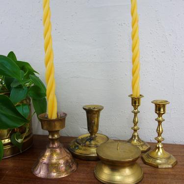 Vintage - your choice of brass candlestick or taper candle holder, mix & match eclectic decor candleholder collection, dining table, wedding 