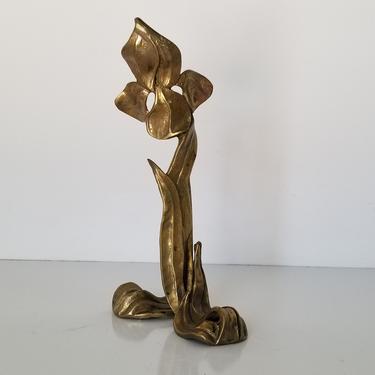 1970s Brutalist Style Flower Brass Sculpture. 
