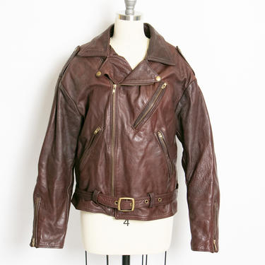 1980s Motorcycle Jacket Brown Leather M 