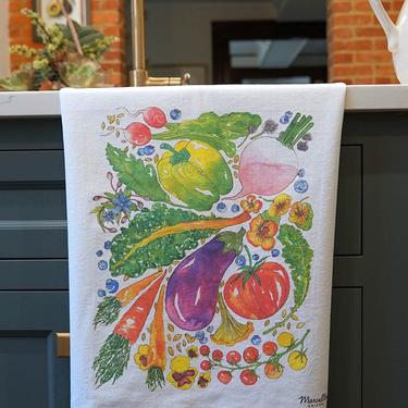 Veggie Bounty Watercolor Kitchen Towel