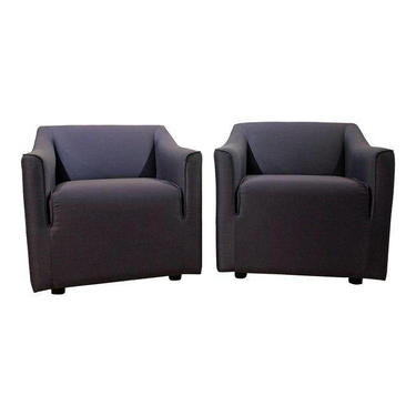 Pair of Mid-Century Danish Modern Knoll Blue Club Chairs 