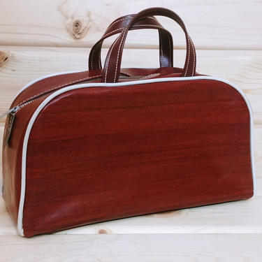 Brown Faux Leather Bag Toiletry Bag 