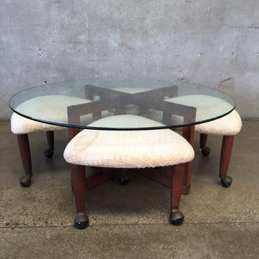 Vintage Mid Century Coffee Table with Stools by Adrian Pearsall