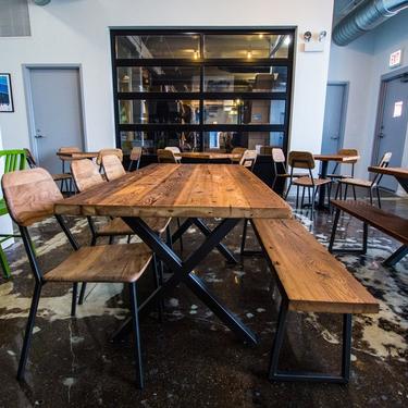 Reclaimed Wood Dining Table, Bar Table, Rustic Dining Table with steel X frame legs in choice of sizes or finishes 