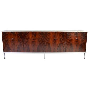 Florence Knoll 8 Drawer Rosewood Credenza with Carrara Marble Top