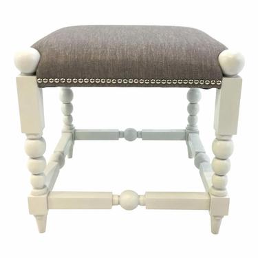 Transitional White and Gray Julianne Ottoman