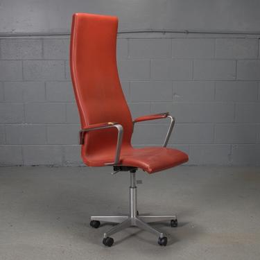 High Back Leather Oxford Desk Chair by Arne Jacobsen