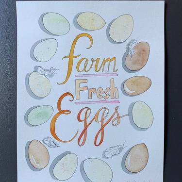 Farm Fresh Eggs Original Watercolor Painting