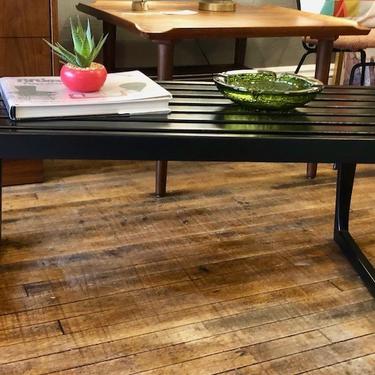 Vintage Black Lacquer Slat Bench/Coffee Table