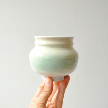 Vintage Light Green Studio Pottery Vase, Small Ceramic Vase, White Pottery Vase, Handmade Ceramic Bowl, Flower Vase, Decorative Vase 