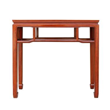 Chinese Huali Rosewood Light Brown Straight Apron Side Altar Table ws469S
